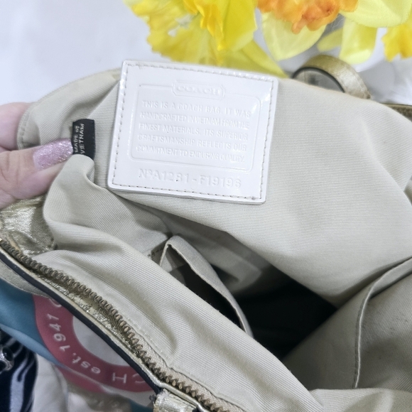 Coach Soho Sateen multicolor Purse Shoulder Hand Bag Polka Dot Logo - Picture 12 of 16